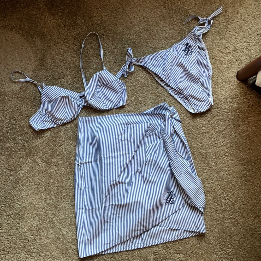 La Perla Swim Set and Wrap Skirt, Striped